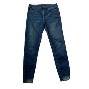 Banana Republic Jeans Women 28/6 Insm 27 Blue Skinny Crop Denim Mid-rise Raw Hem